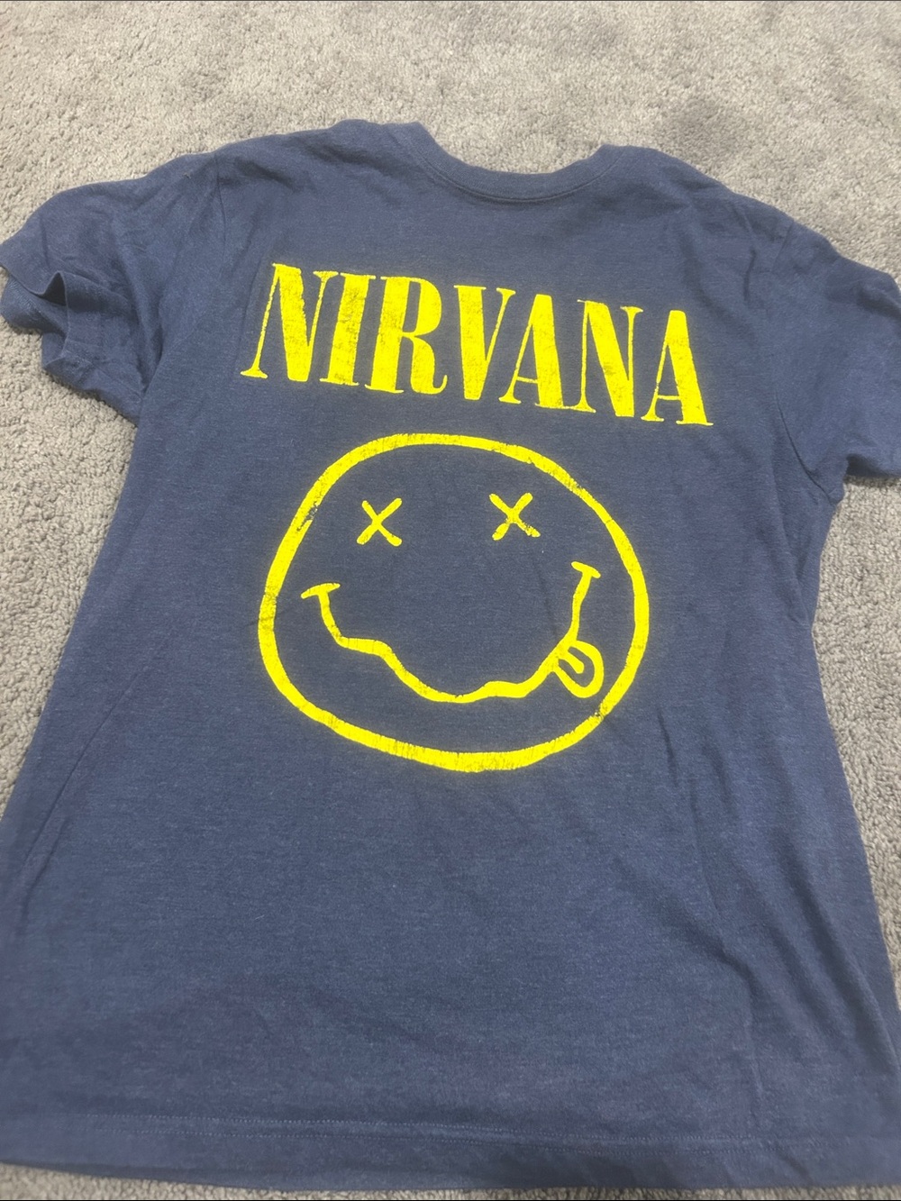 NIRVANA Navy Kids Short Sleeve Tee with Yellow Smiley Logo